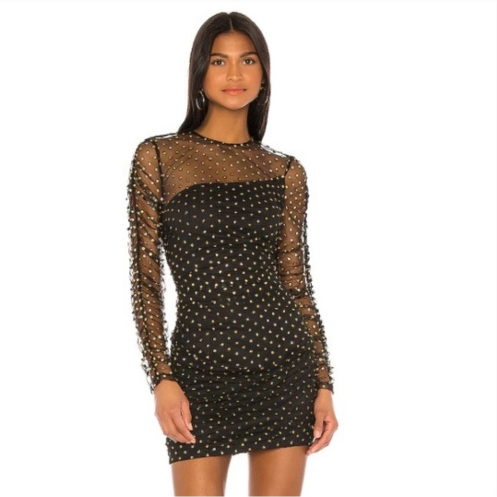 H:OURS XXS black and gold mesh dress